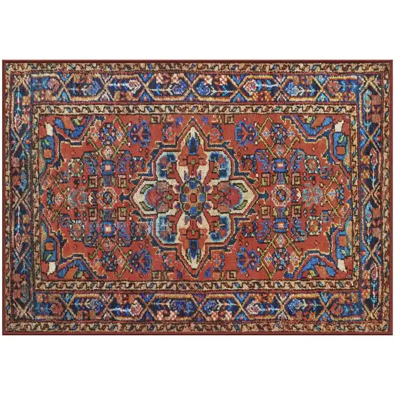 Nevermove Esther 24 In. W X 34 In. L Vintage Red Tribal Polyester Floor Mat