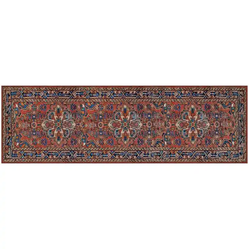 Nevermove Esther 24 In. W X 76 In. L Vintage Red Tribal Runner Mat