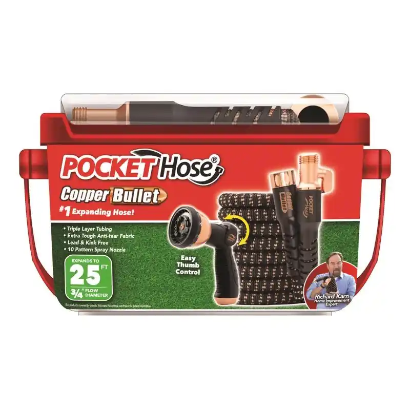 Pocket Hose Copper Bullet 25 Ft Medium Duty Expandable Garden Hose