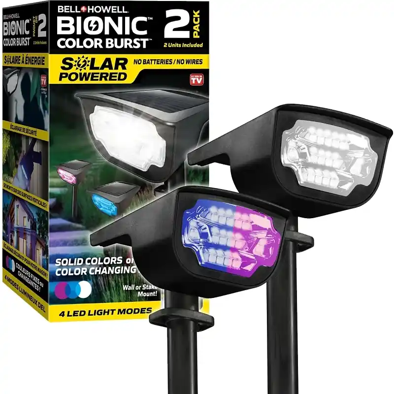 Bell & Howell Bionic Black Solar Powered 0.5 W LED Garden Light 2 Pk