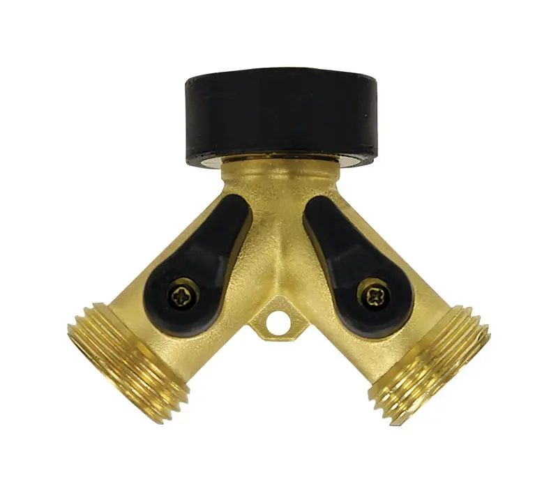 Dual Connector Hose Y Shut Off Valve, Brass