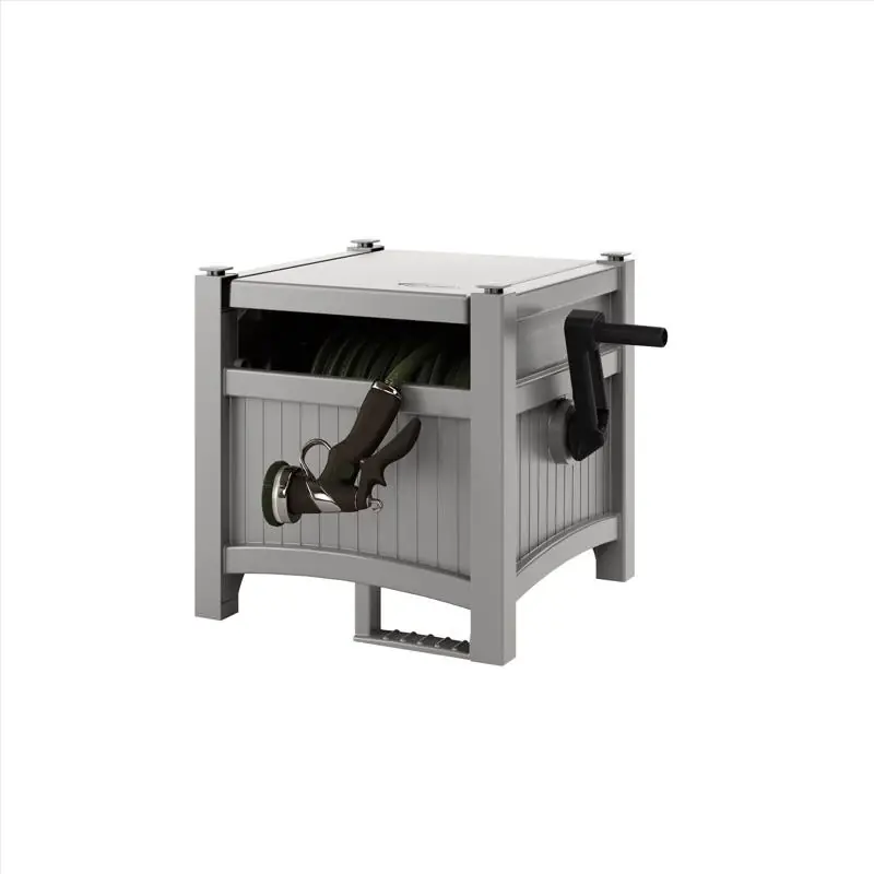 Suncast 100 Ft Gray Free Standing Resin Hideaway Hose Reel