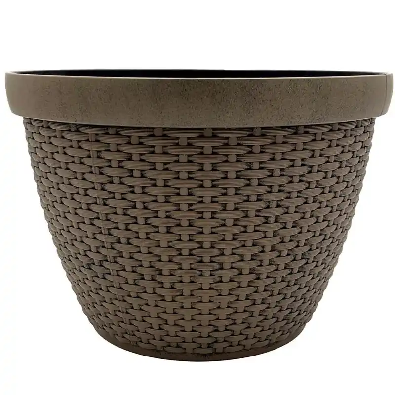 Classic Home & Garden 11.02 In H X 15.75 In D Plastic Jake Planter Teak Brown