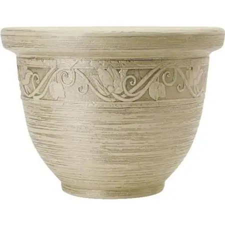 9-inch Champagne Glaze Resin Planter With Embossed Design