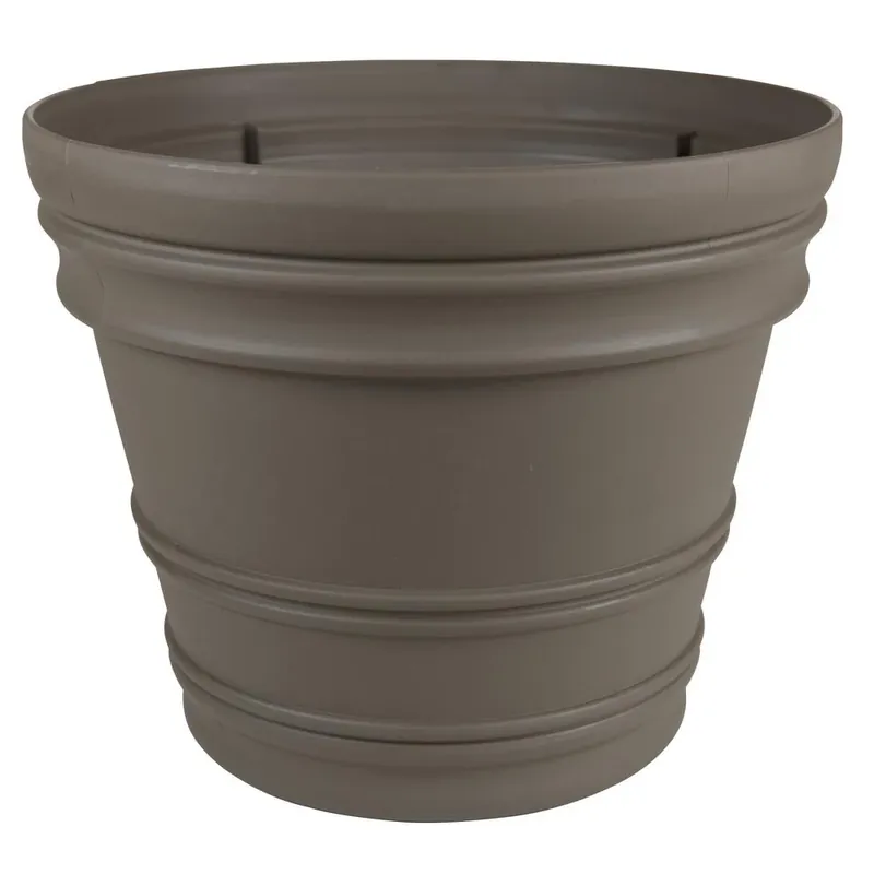 16 Inch Rolled Rim Plastic Planter In Peppercorn - Model 20-6071689
