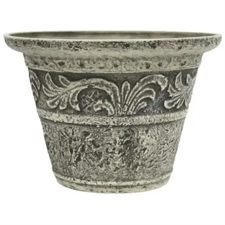 16 Inch Tumbled Scroll Stone Planter For Indoor And Outdoor Use