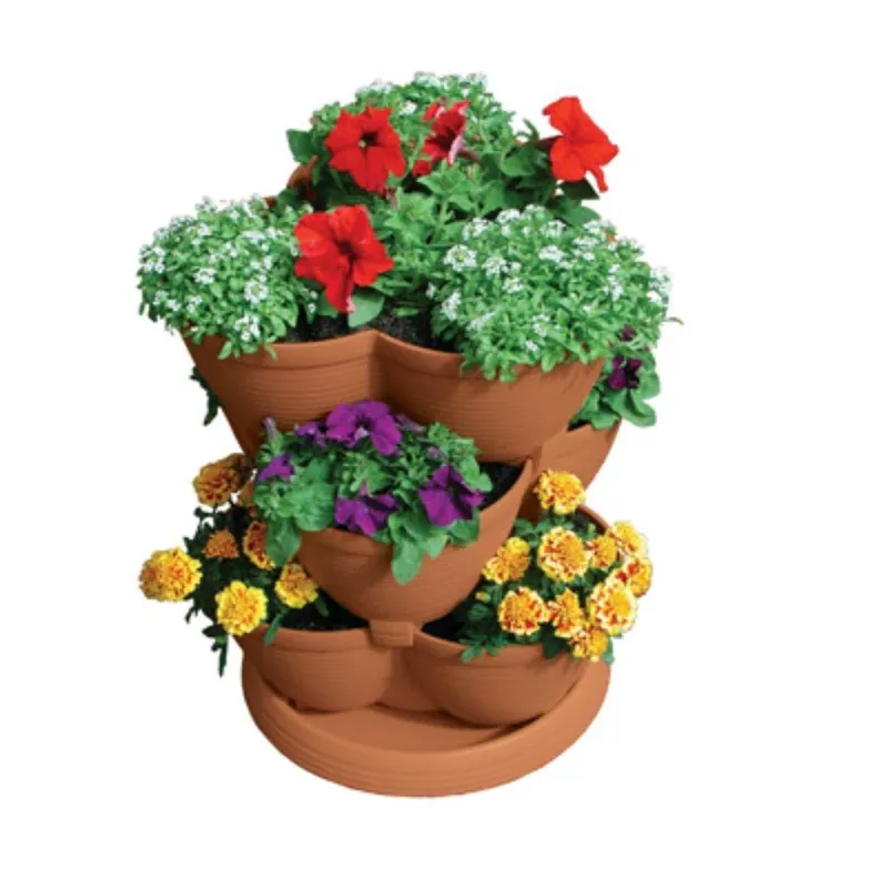 Medium Stack-a-pot 3-tier Clay Planter 12 In. W X 12 In. D X 24 In. H 30 Qt