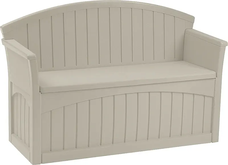 Patio Storage Bench, Taupe Resin, 52 X 19 X 34-In., 50-Gals.