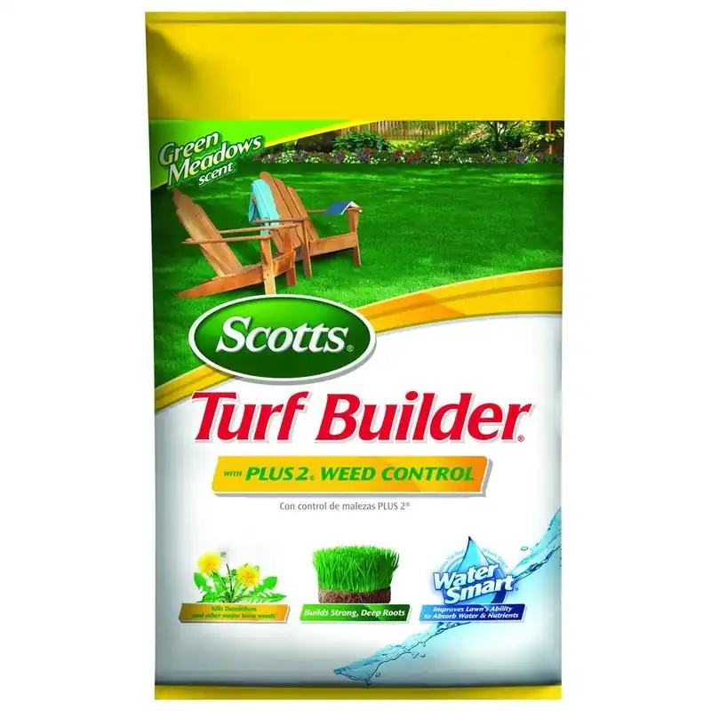 Scotts Turf Builder 14.53 Lb. Fertilizer With Plus 2 Weed Control For 5000 Square Feet