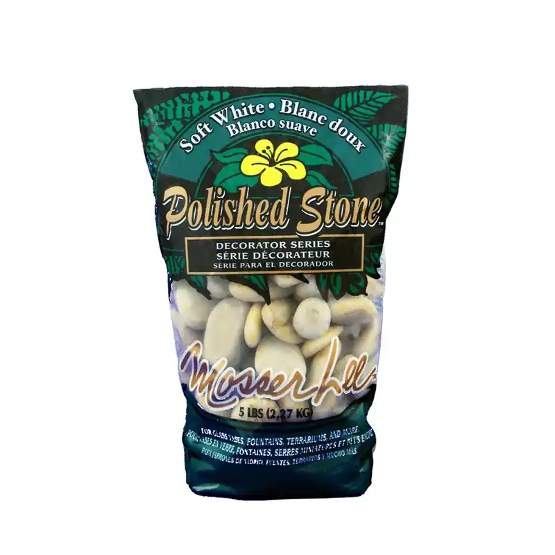 5 Lb White Polished Stone Decorative Soil Cover - Medium Size