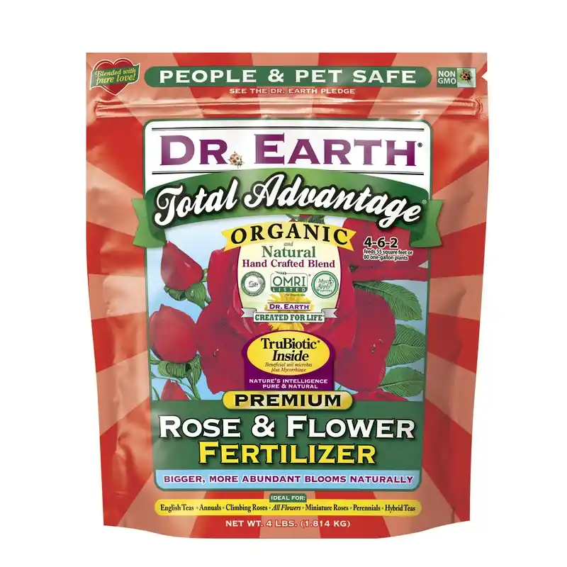 Total Advantage Rose & Flower Organic Fertilizer, 4-6-2, 4 Lb. Poly Bag