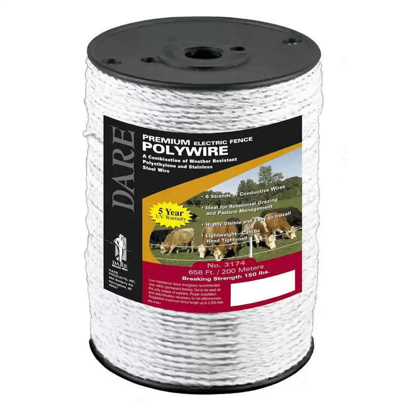 Electric Fence Wire, White, 656-Ft.