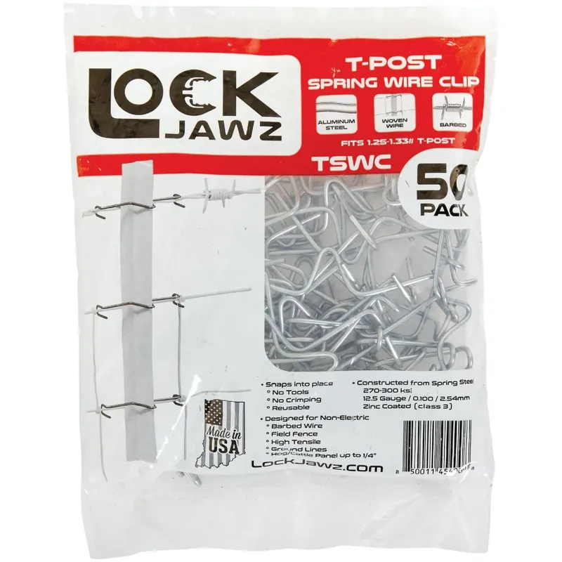 LockJawz 2 In. H X 10 In. W X 14 In. L 12 Ga. Silver Steel T-Post Clip
