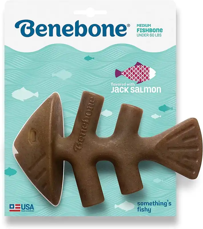 Medium Salmon Flavored Fishbone Dog Chew Toy For Aggressive Chewers