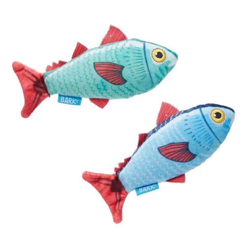 Bark For Dog Blue/Red Plush Mike & Mike The Trout Twins Dog Toy 2 Pk