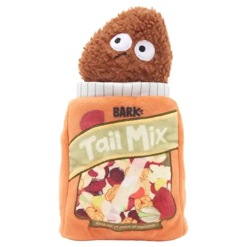 Bark For Dog Multicolored Plush Tail Mix Dog Toy 1 Pk