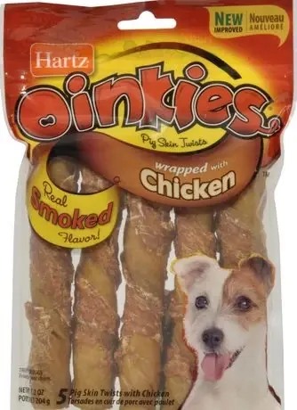 Oinkies Pig Skin Twists Dog Treats With Chicken - 12 Oz