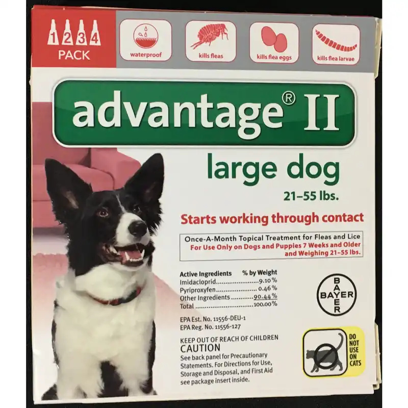 Elanco Advantage II Liquid Dog Flea Drops Imidacloprid/Pyriproxyfen 4 Pk