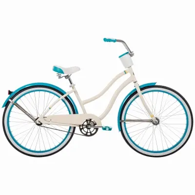 Women‘s Good Vibration Bike, Gloss Bone Color Frame/Blue Accents, 26 In.