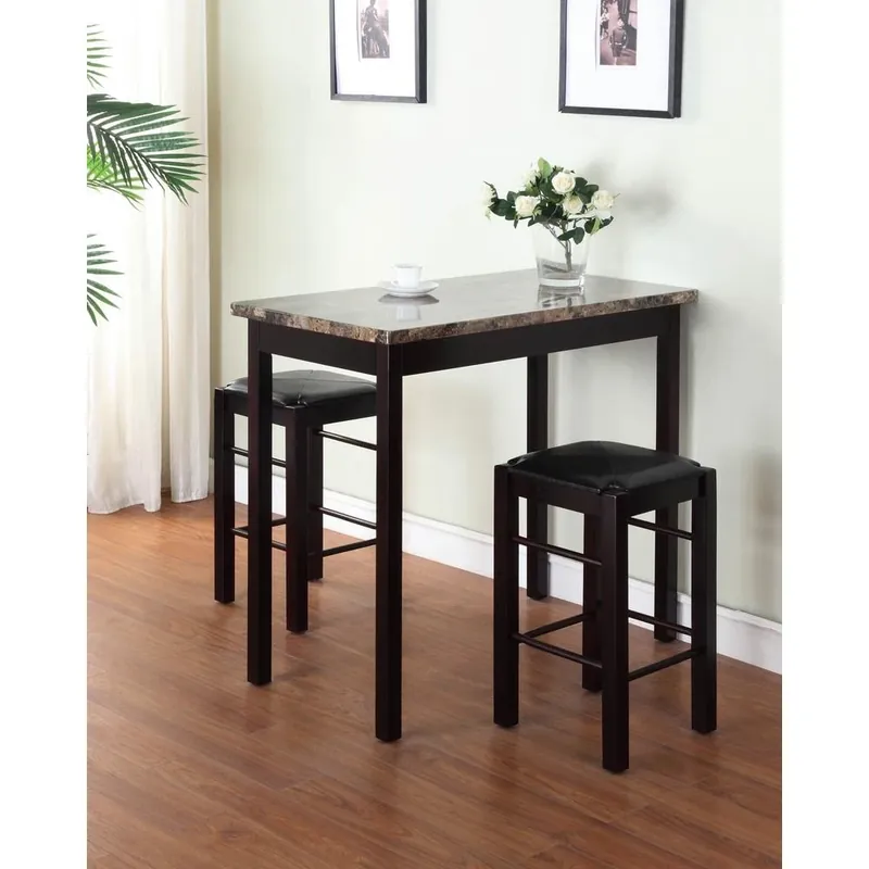 Tavern 3-piece Espresso Bar Table Set - Stylish Dining Furniture For Modern Spaces