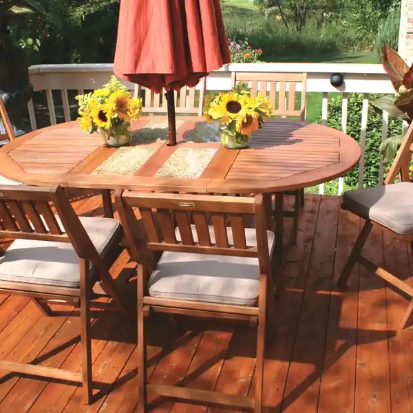 S10666g 7-piece Oval Fold And Store Table Set With Cushions And Cover