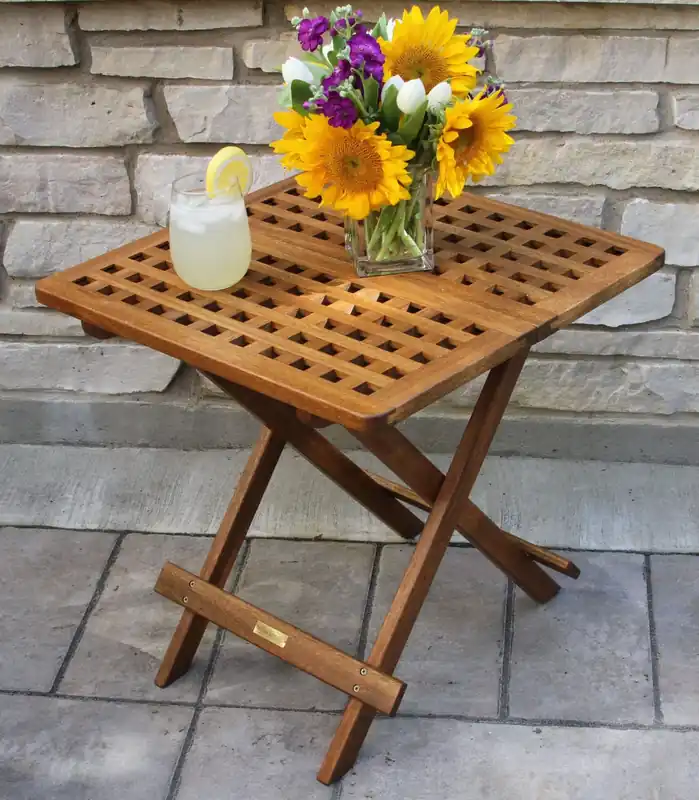 Eucalyptus Folding Side Table - Fully Assembled, 20" X 20" X 19.5"h