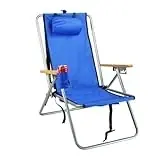 Deluxe Hi-back Steel Backpack Beach Chair With Cooler Storage - Blue