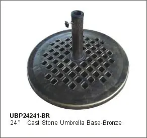 24 Inch Round Cast Stone Umbrella Base With Bronze Powder Coated Finish