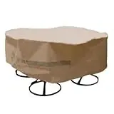 Round Patio Furniture Cover, 108 Inch Diameter, Taupe With Pvc Coating