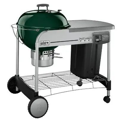 Performer Platinum Charcoal Grill With Built-in Thermometer And Green Finish