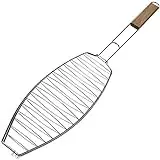 Chrome Fish Basket With Pine Handle, 16-1/2" X 6-1/2" And 29" X 6-1/2"