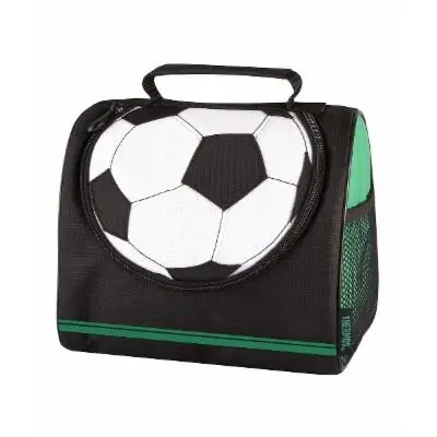 Black & Green Soccer Lunch Bag - Insulated Lunch Box For Kids