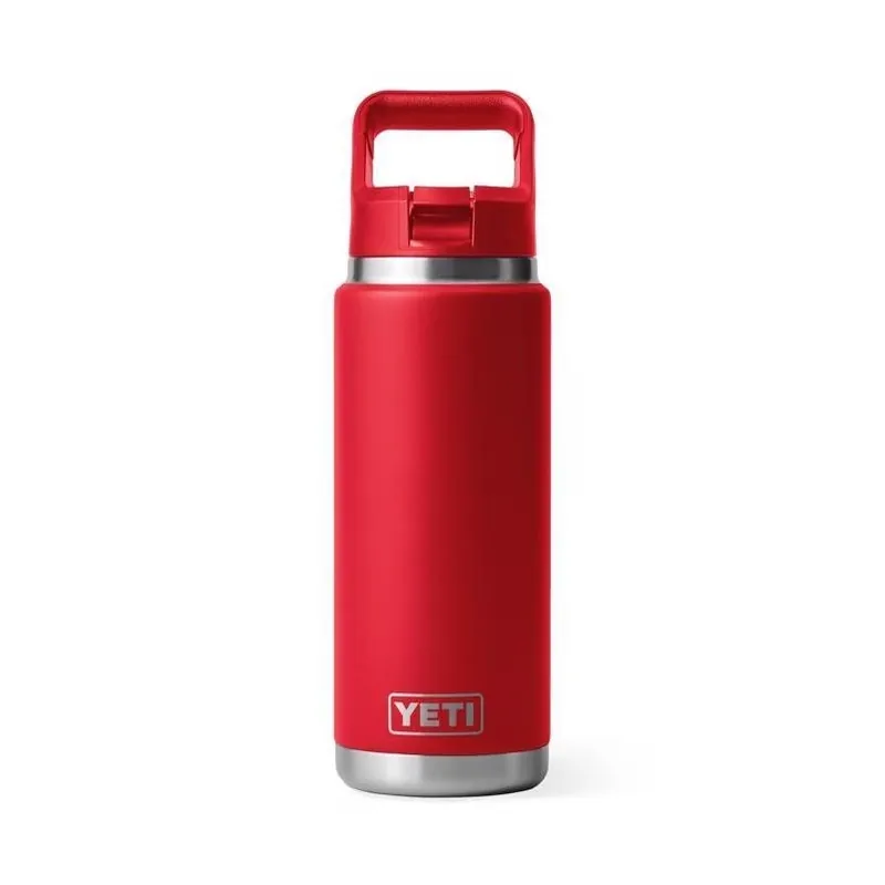 Rescue Red 26 oz YETI Rambler Insulated Bottle With Straw Lid – BPA‑Free Stainless Steel