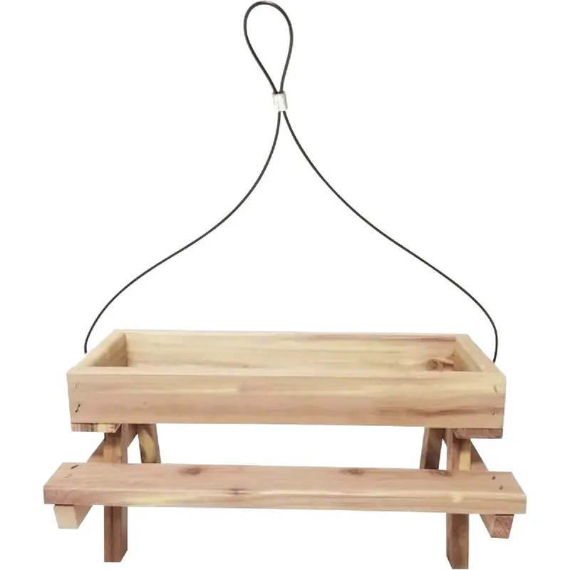 Cedar Picnic-Style Bird Feeder – Rustic Outdoor Platform For Songbirds