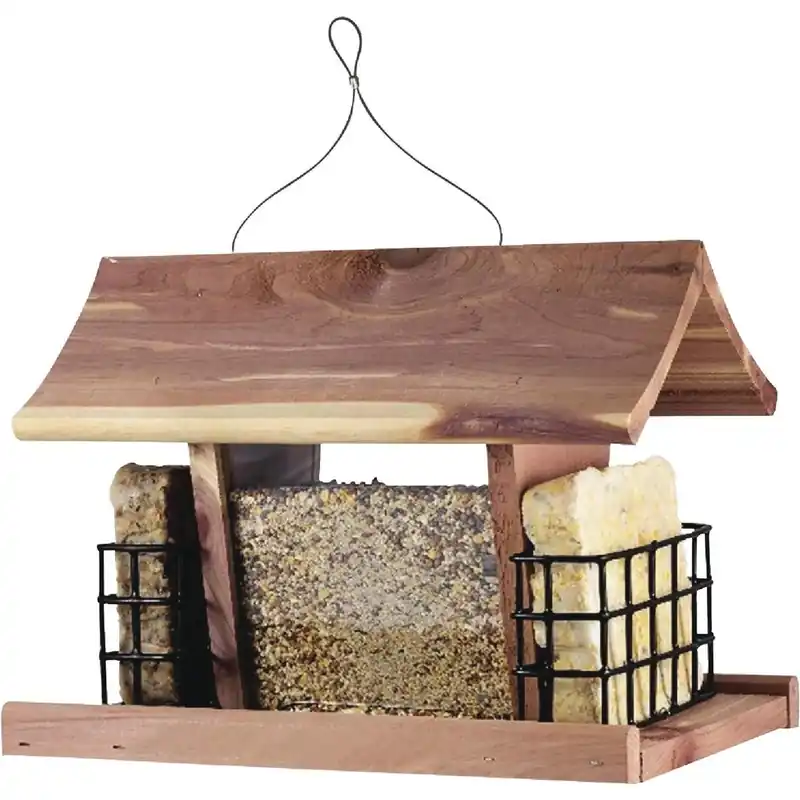 Valley Splendor Cedar Hopper & Suet Bird Feeder – Rustic Garden Attraction