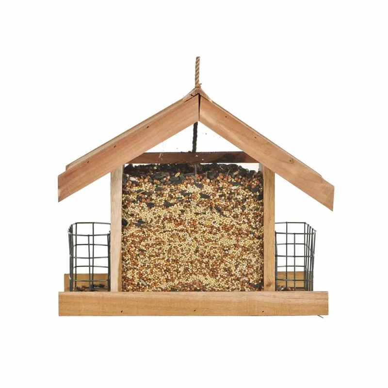 Deluxe Chalet Bird Feeder With Suet - Cedar Construction, 5 Lb Capacity