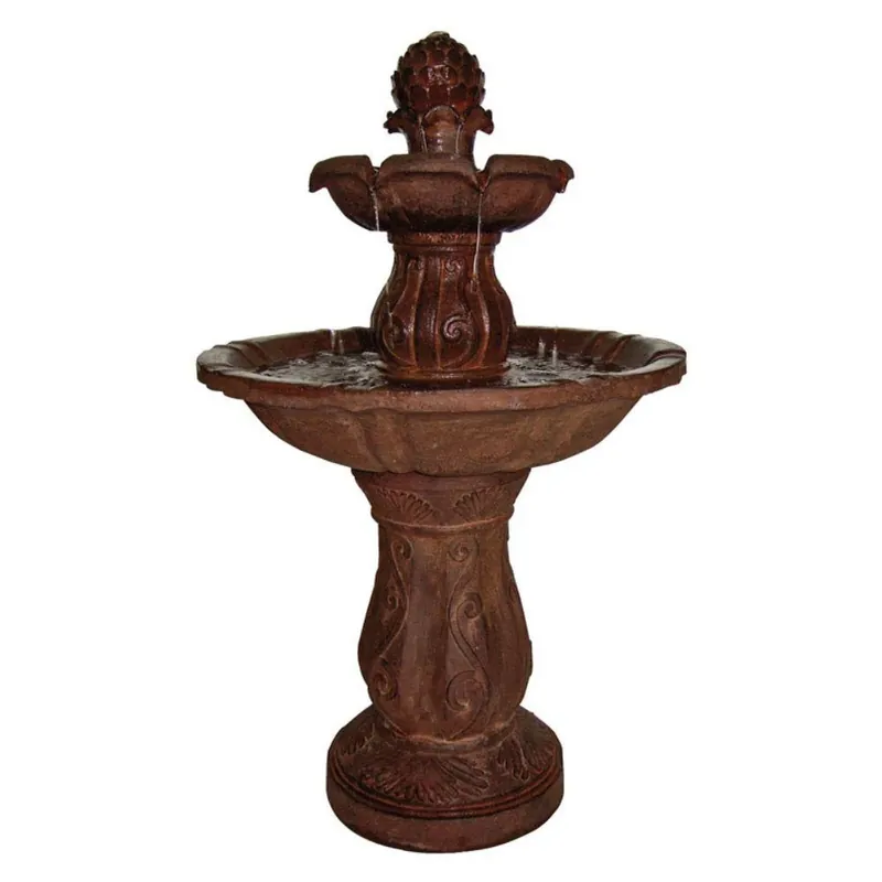 28 In. High Fiberglass Brown Waterfall Fountain For Outdoor Decor