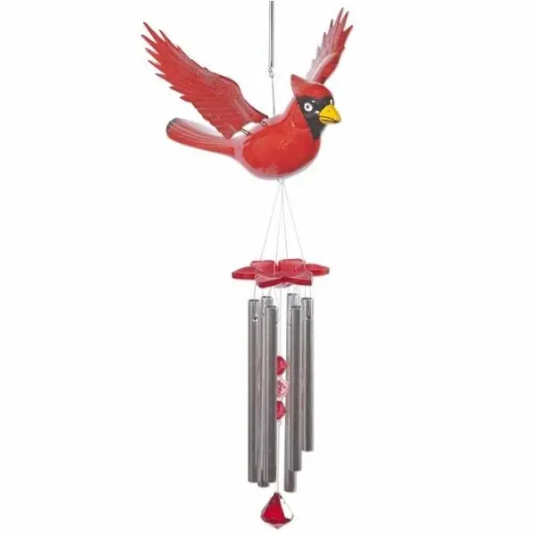 40208 Large Windywings Cardinal Wind Chime - 24 Inch Fluttering Wings