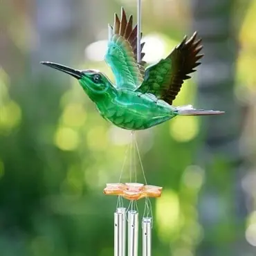 40209-gr Large Windywings Hummingbird Wind Chime - 24 Inches Green