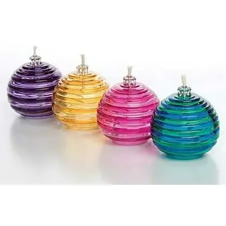 Ribbed Oil Lantern Set Of 4 Assorted Colors For Outdoor Decor