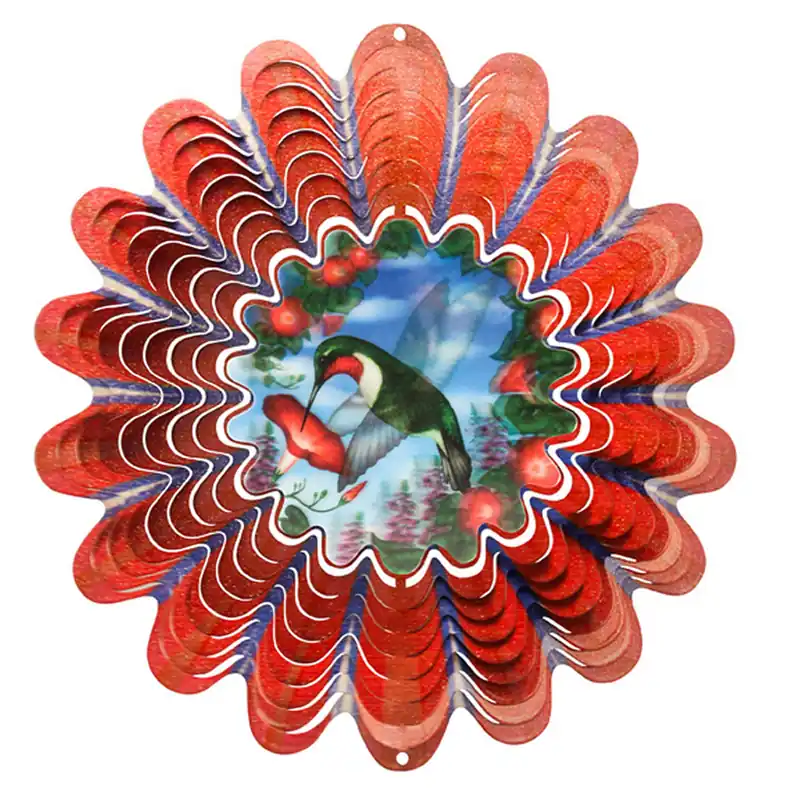 10 In. Animated Hummingbird And Flower Wind Spinner - Model Nda250-10