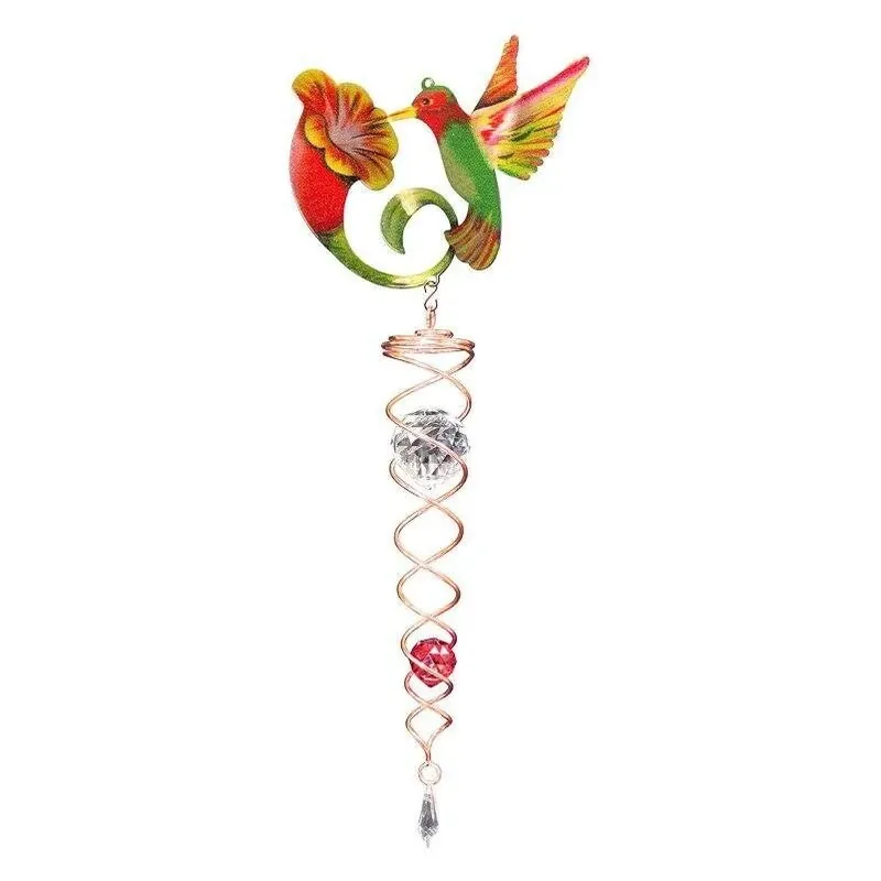 Hummingbird Crystal Twister Wind Spinner Ntwc250-7m Decorative Garden Art
