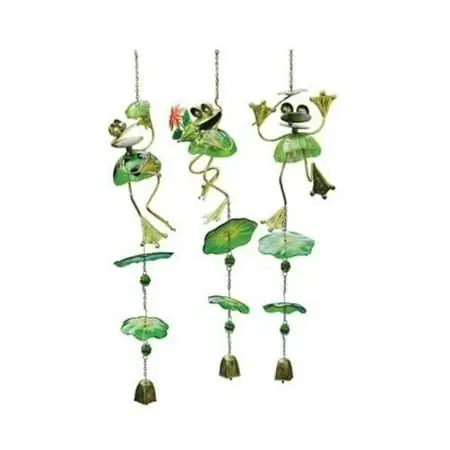 Playful Frogs Metal And Glass Wind Chimes Set Of 3 - 28.25" Long