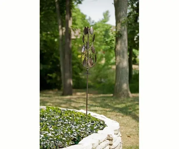 63 Inch Vertical Bronze Leaf Kinetic Art Windmill - Model Pan88864