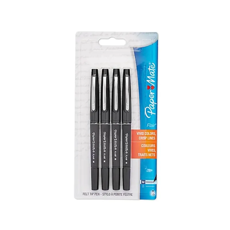 Paper Mate Flair Black Felt Tip Pen 4 Pk