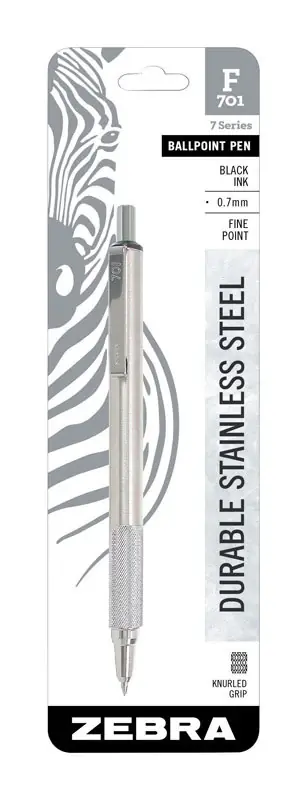 Zebra F-701 Black Retractable Ball Point Pen 1 Pk