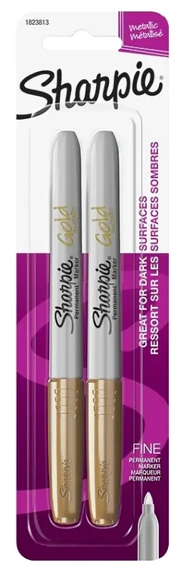 Sharpie Metallic Gold Fine Tip Permanent Marker 2 Pk
