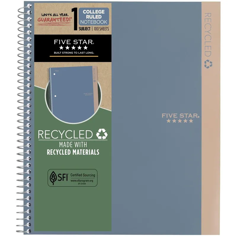 Recycled 9.75 In. W X 11 In. L College Ruled Spiral Notebook - 100 Sheets