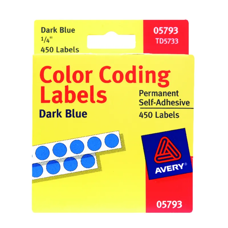Avery 0.25 In. H X 1/4 In. W Round Blue Color Coding Label 450 Pk