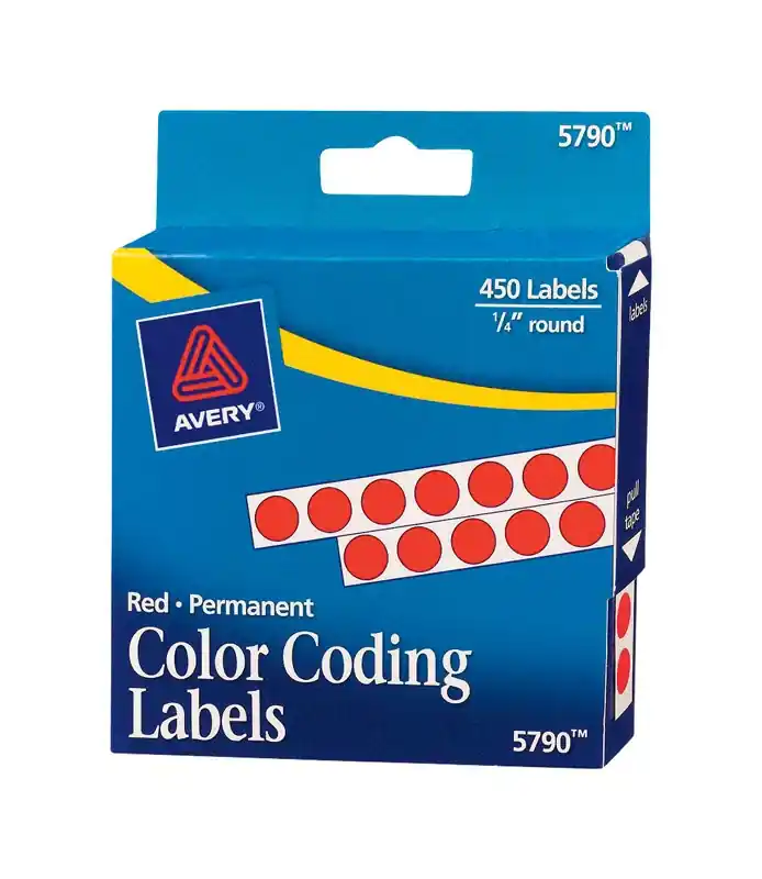 Avery 1/4 In. H X 1/4 In. W Round Red Color Coding Label 450 Pk